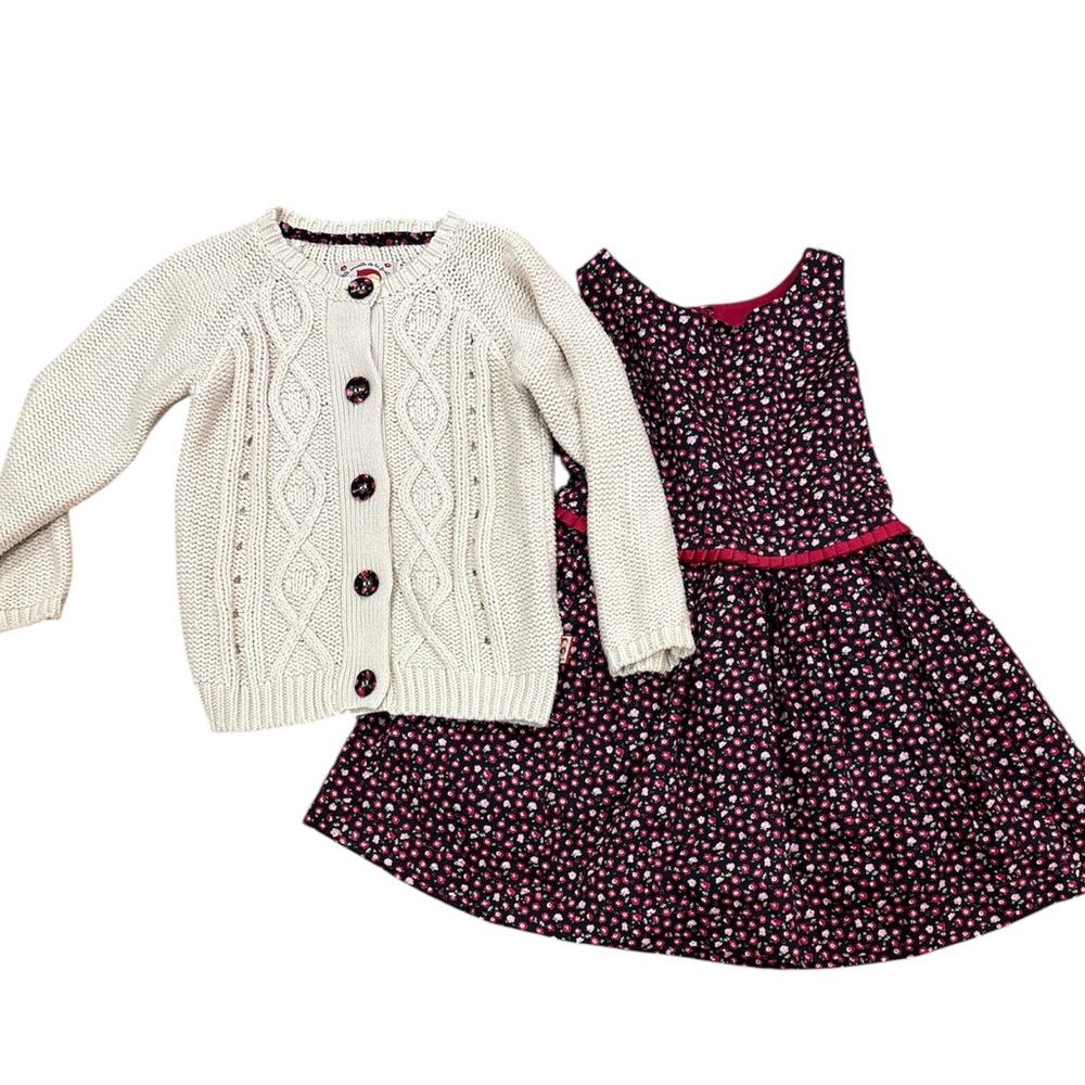 Sergent Major Cream Cardigan and Floral Dress Set
